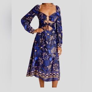 New Farm Rio Black Macaw Forest Midi Dress Size Medium